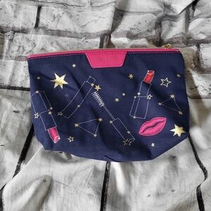Estee Lauder make up bag navy blue red lipstick new
